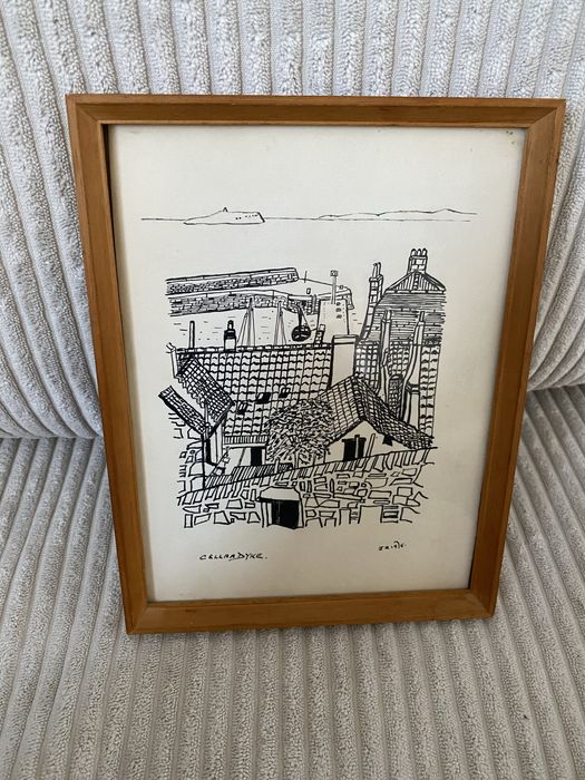 Obraz przedstawia szkic tuszem zatytułowany "CELLARDYKE"