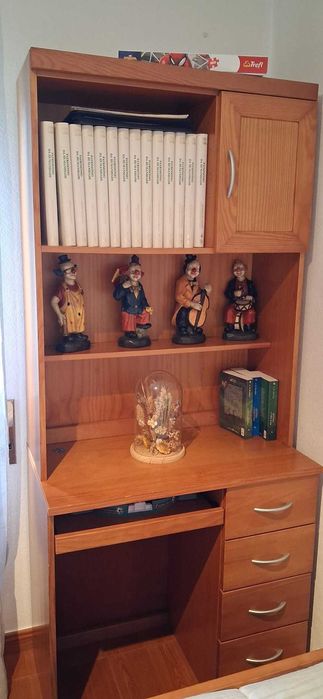 Conjunto Quarto Solteiro: Cama + Mesa Cabeceira + Secretária Estante