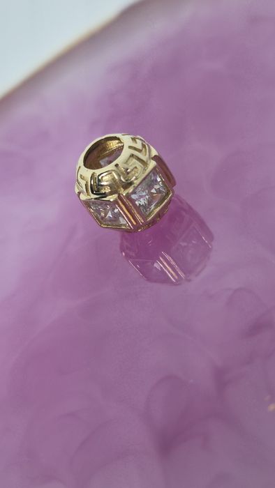 Nowy złoty charms do bransoletki typu Pandora kulka cyrkonie 585