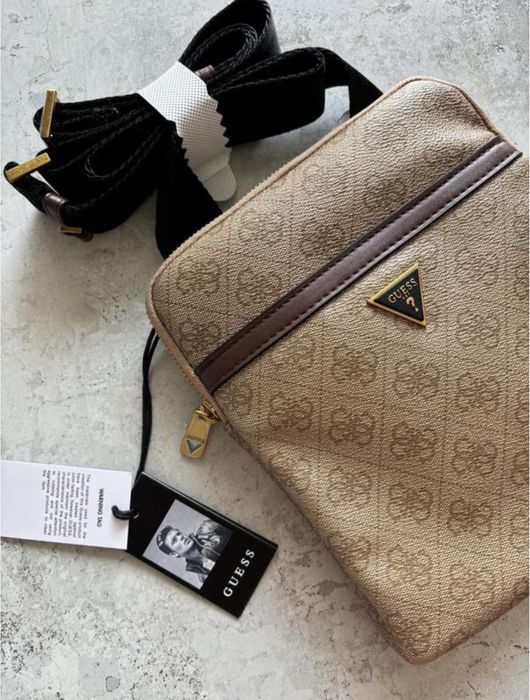 Чоловіча сумка guess оригінал фірмова гесс сіра коричнева беж чорна