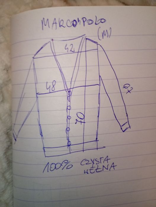 Sweter Marc O'polo M męski rozpinany wełna 100% granatowy