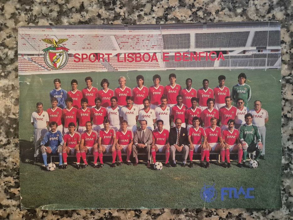 Póster Oficial Benfica Anos 80/90 FNAC - Verso com Autógrafos do Plantel