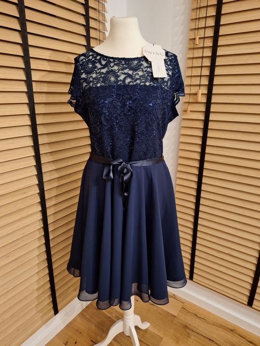 Swing, damska sukienka koktajlowa, r. 4XL/5XL