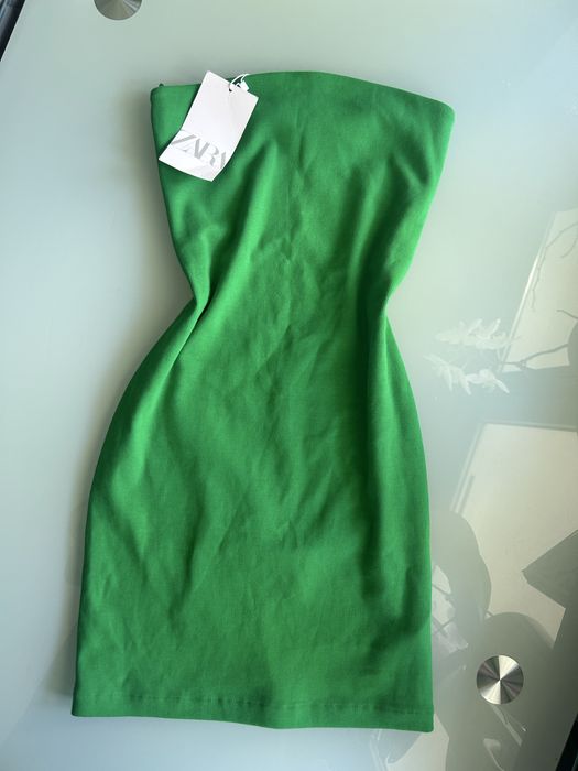 Sukienka bez ramiaczek mini zielona sukienka dopasowana Zara S 36 Nowa z  metka d Widzew  OLX.pl