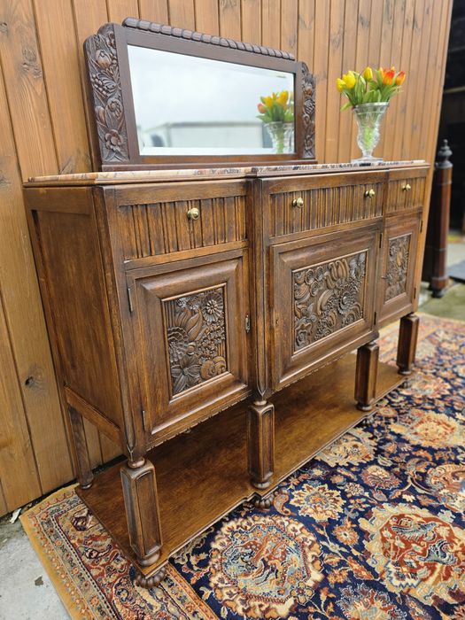 Secesyjna komoda bufet z marmurem i lustrem 160cm #1960 Stylowy Węgrów