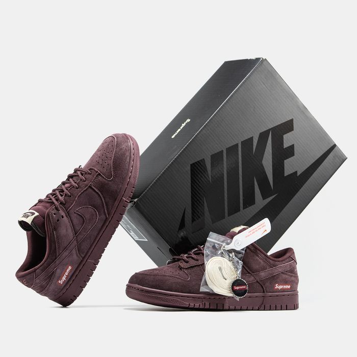 Кросівки Nike SB Dunk Low X Supreme Burgundy premium | Кроссовки Найк чоловічі