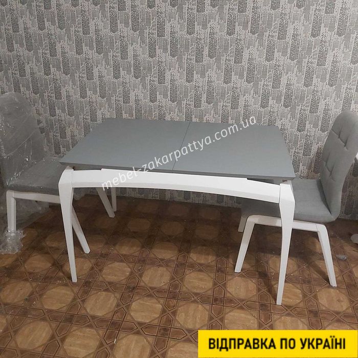 Прямокутний розкладний стіл + м’які стільці | Обідній кухонний комплект | Стіл для кухні, їдальні, вітальні | Кухонний стіл та стільці