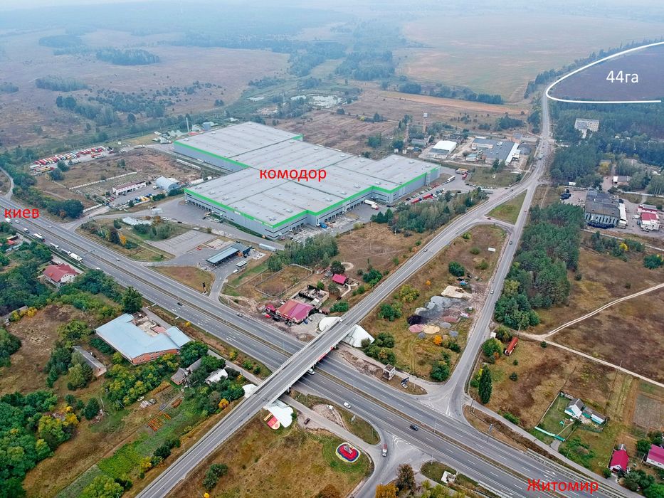 Земельна ділянка від 10 га Житомирська траса фасад склад, виробництво