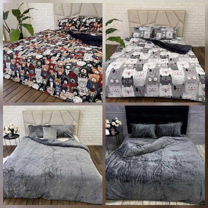 Плюшева (велюрова) постільна білизна з мікрофібри. 1,5-ї та євро.
