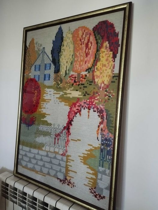 Quadro artesanal grande emoldurado