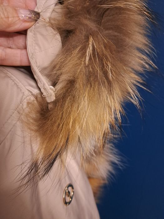 Kurtka płaszczyk  parka ,puch ,naturalny jenot i lis.OCHNIK