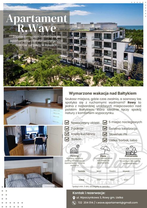 Apartament w Rowach gm. Ustka, noclegi, pokoje, zakwaterowanie