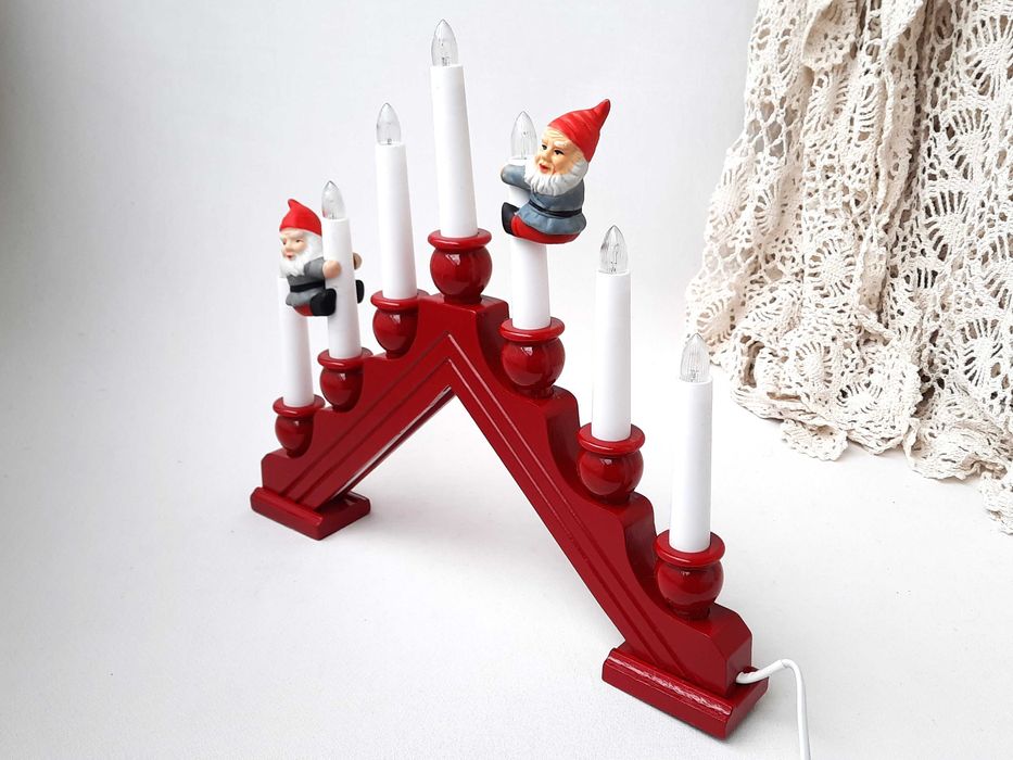 NOWY Drewniany świecznik świąteczny - Szwecja