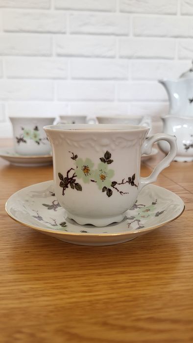 Serwis do kawy i herbaty, porcelana z lat 70-tych, KAROLINA