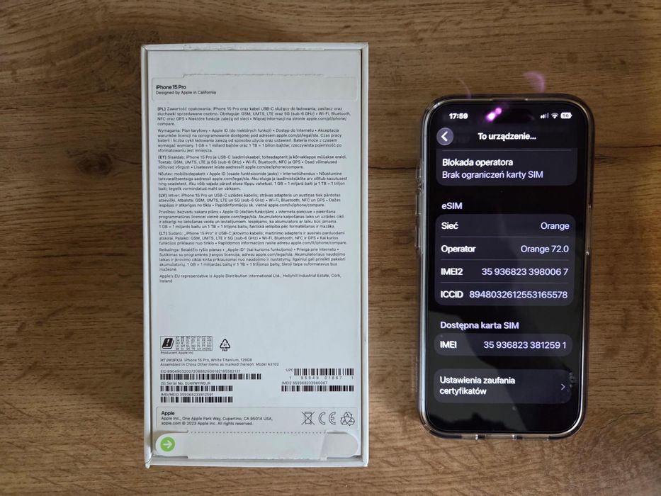Apple iPhone 15 Pro 128GB, Biały