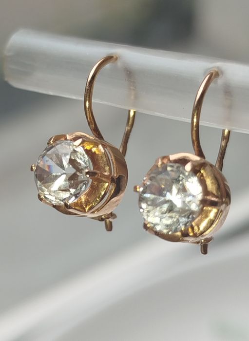 Золотые серьги с Горным Хрусталём СССР Золоті радянські сережки