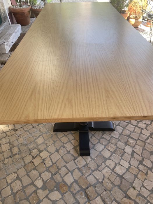 Mesa enorme carvalho pés lacados preto