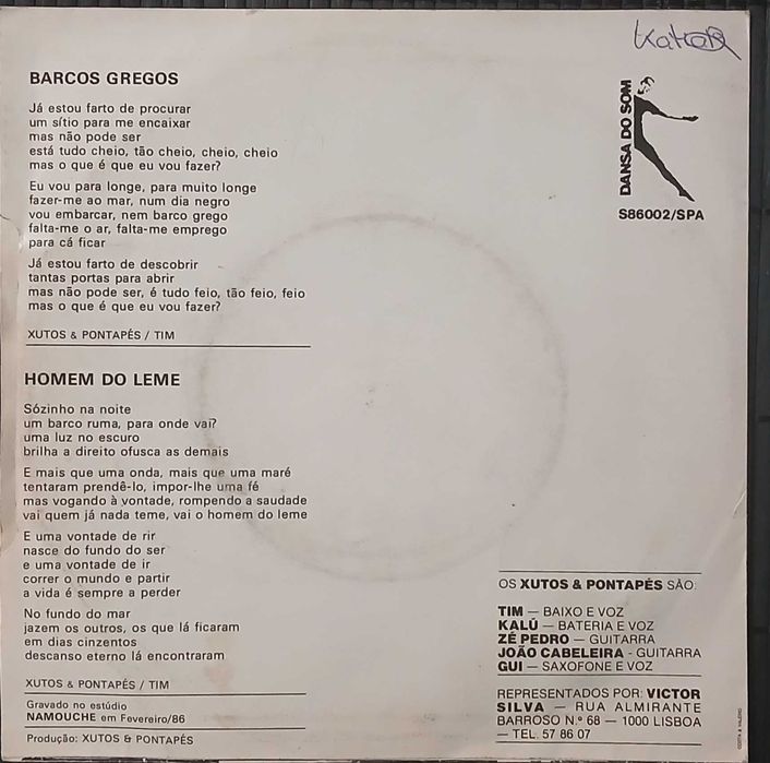 Xutos & Pontapés - Barcos Gregos / Homem Do Leme (Vinil / 7")