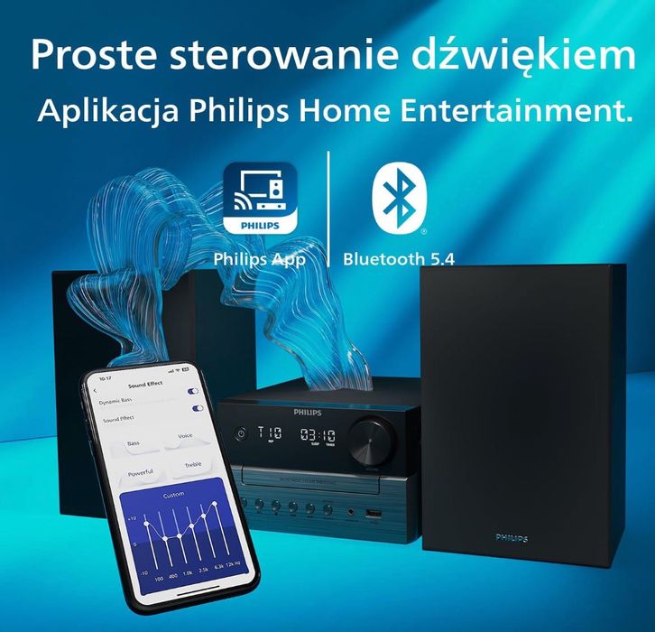 Philips Audio Mikrowieża hifi TAM3505M2, CD, Bluetooth, USB, FM i DAB