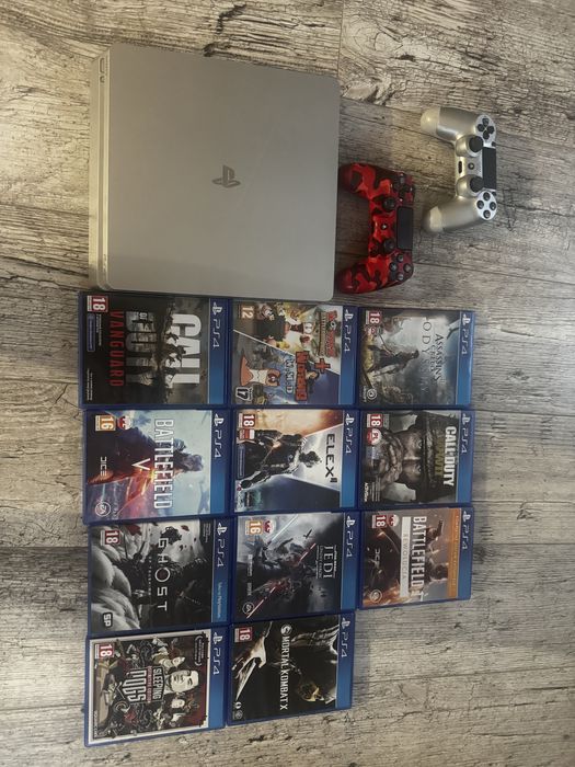 Ps4 slim 500gb + 2 pady i 11 gier