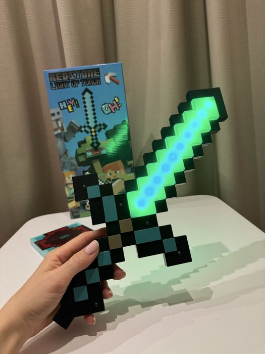 Меч діамантовий світловий Minecraft Майнкрафт інтерактивний алмазний