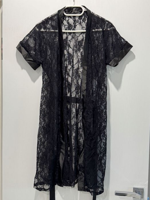 Чорний мереживний пеньюар pierre cardin, М