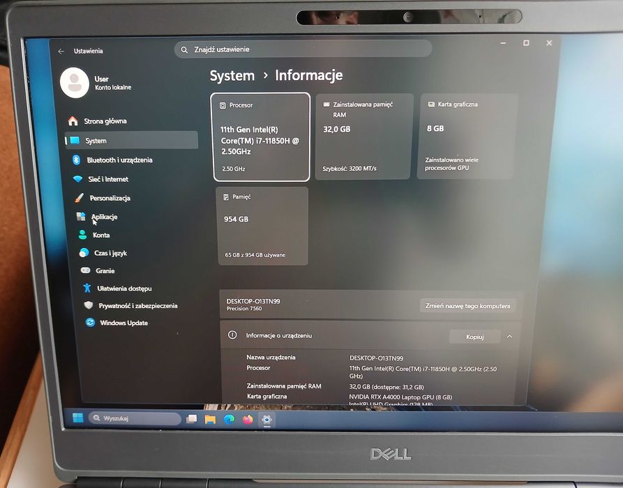 Dell Precision 7560 i7-11850H RTX A4000