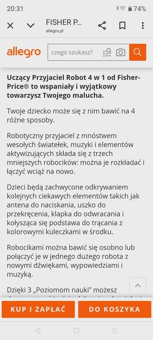 Edukacyjny robot Fischer Price