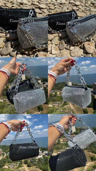 Гаманець Діор портмоне для карток Dior Сумка клатч зі стразами чорна