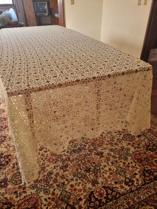 Toalha de mesa vintage em croché feito à mão