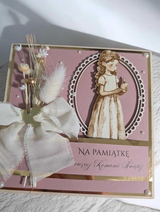 Komunia święta kartka pudełko handmade
