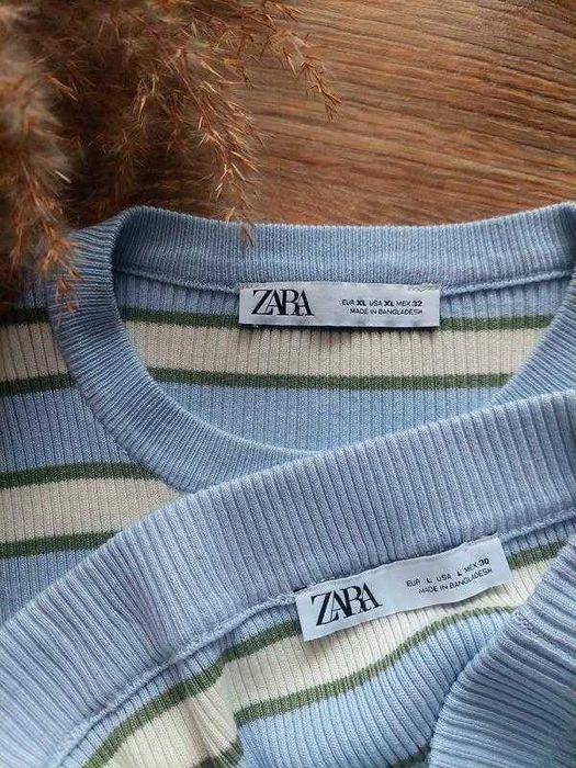Стильний смугастий костюм в рубчик в полоску джемпер i спідниця zara