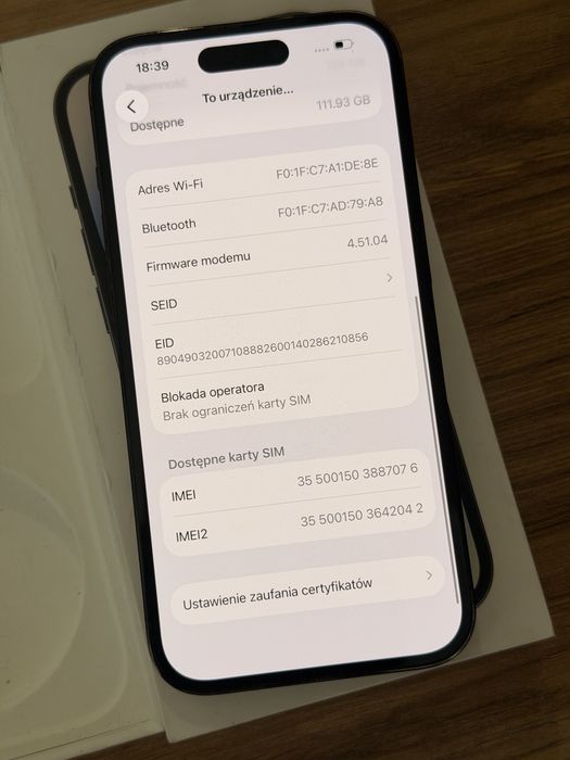 iPhone 14 Pro Czarny - Kondycja 97%, z pudełkiem