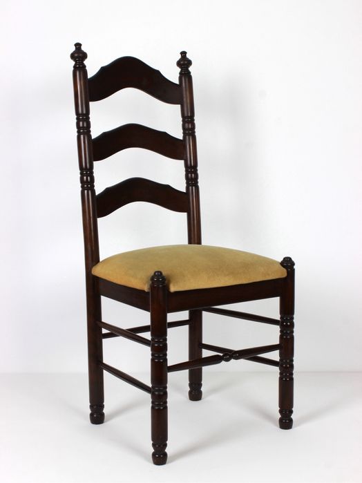 Drewniane krzesła z materialowym obiciem, lata 70.