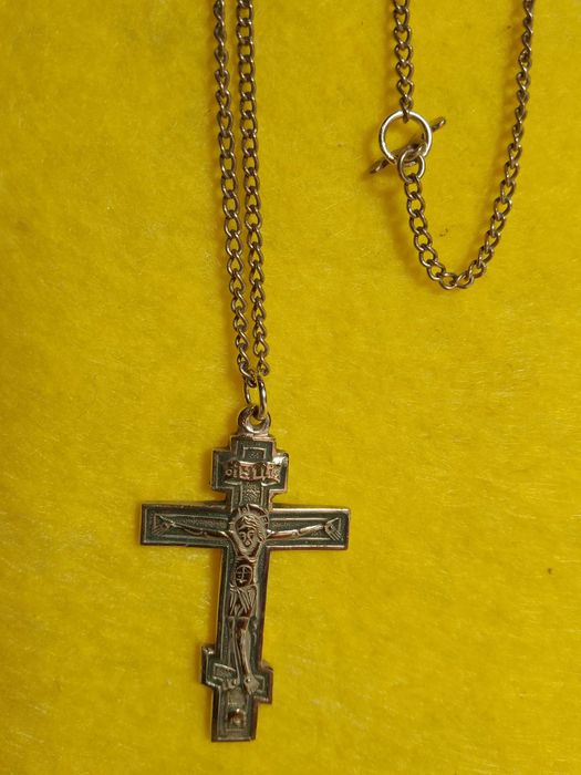Хрестик срібний на срібному  ланцюжку