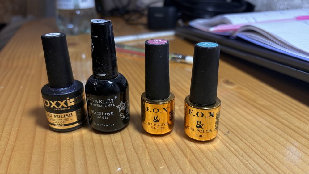 Набір для манікюру: гель-лаки, кісточка, акрилова пудра, дотс, пушер