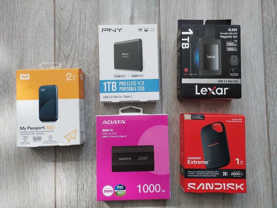 Зовнішні SSD 1TB / 2TB — Lexar, SanDisk, WD, ADATA, PNY USB-C NVMe накопичувач для ноутбука, ПК і телефону Нові