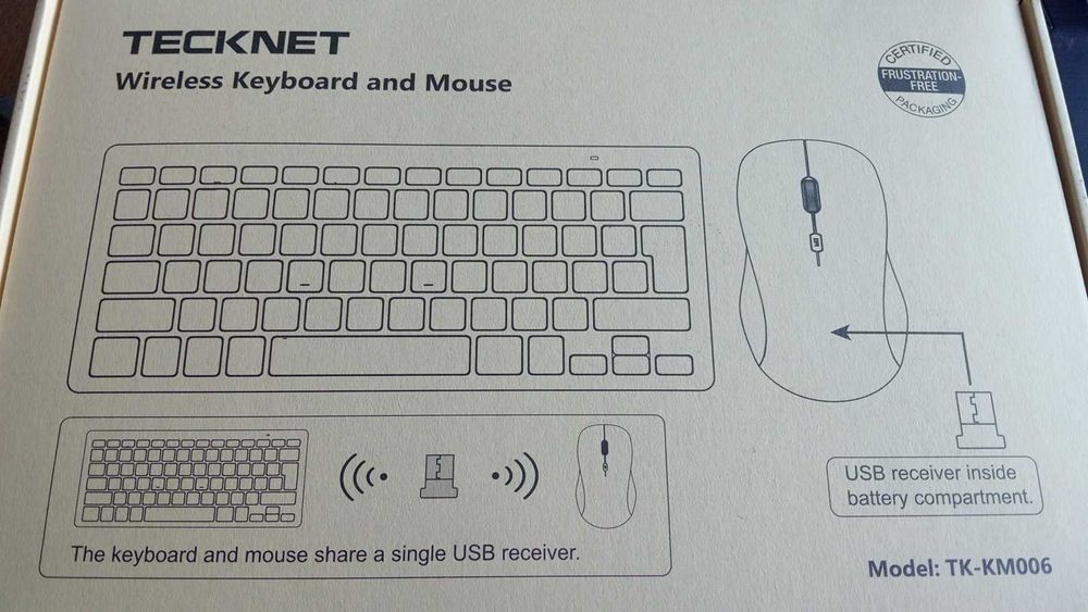 Kit Teclado e Rato Sem Fios TECKNET TK-KM006 Branco Novo