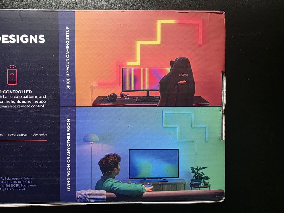 Ścienne paski świetlne LED TRUST Gaming GXT 905 Vybz RGBIC Nowe