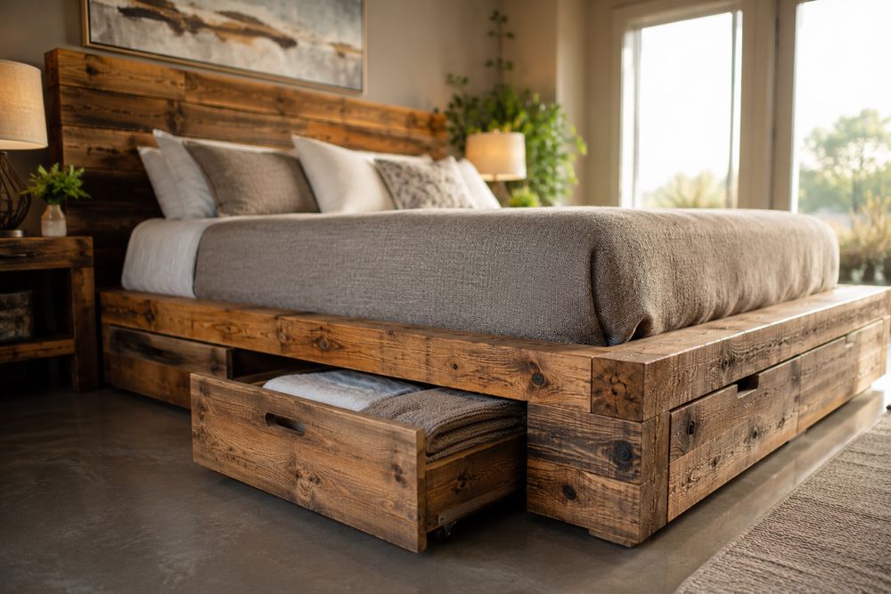 Cama individuais e de casal únicas feitas à mão em madeira e paletes à sua medida | Entrega em todo Portugal