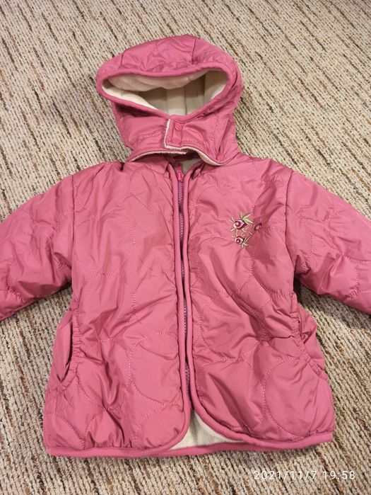 Jesienna wiosenna ciepła różowa kurtka 86/92, dziewczynka, bdb