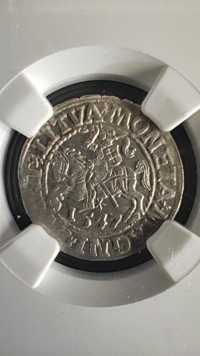 Moneta w gradingu: 1/2 grosza 1547, Litwa, NGC UNC DETAILS
