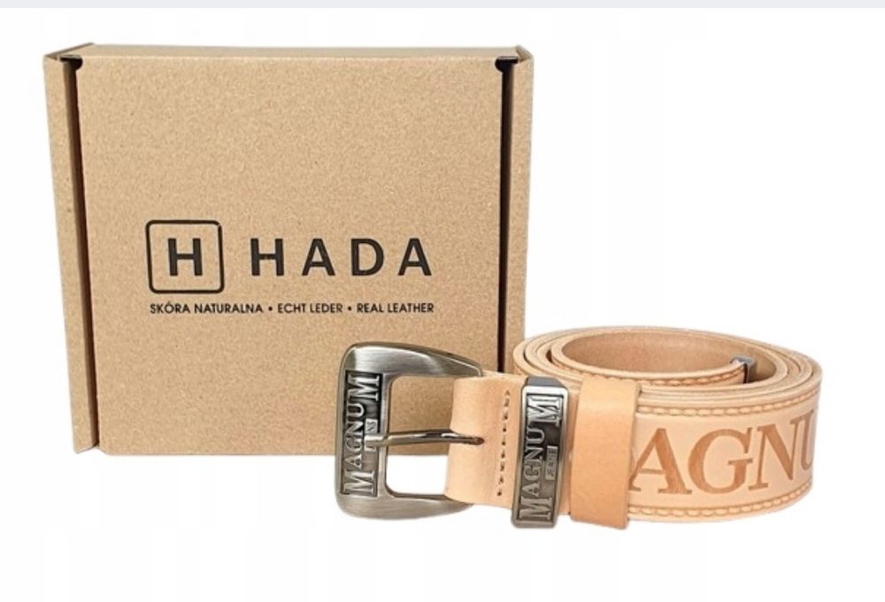 Pas pasek męski skóra jucht Magnum Jeans  brelok gratis