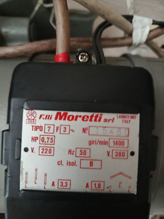 Електродвигун F.lli Moretti 0.55 кВт (0.75 HP) 1400 об/хв, Італія