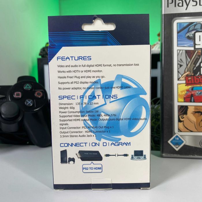 Адаптер до PlayStation 2 HDMI 1.4 + Jack 3.5 - AV Multi Out Новий Перехідник для плейстейшен 2