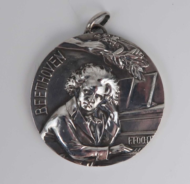 Medalha de Bronze com banho de prata - Beethoven