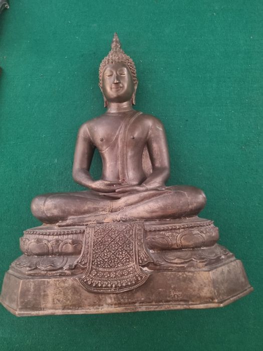 Sztuka etniczna Azja/Tajlandia Budda odlew w brązie