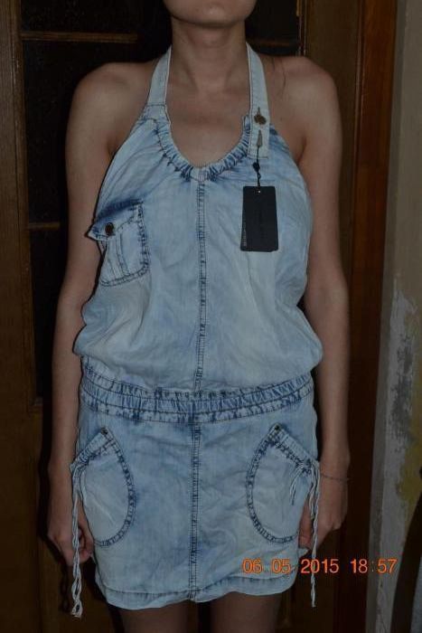 Супермодный стрейтчевый джинсовый легкий сарафанчик