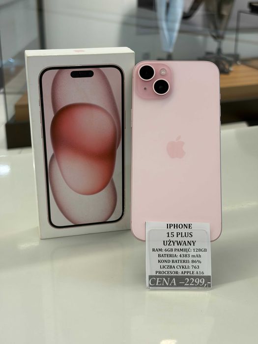 iPhone 15 PLUS 128GB Bat. 86% Topcase Vivo *Raty 0%
