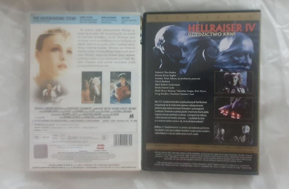 2 filmy DVD – Hellraiser 4 + Niekończąca się opowieść